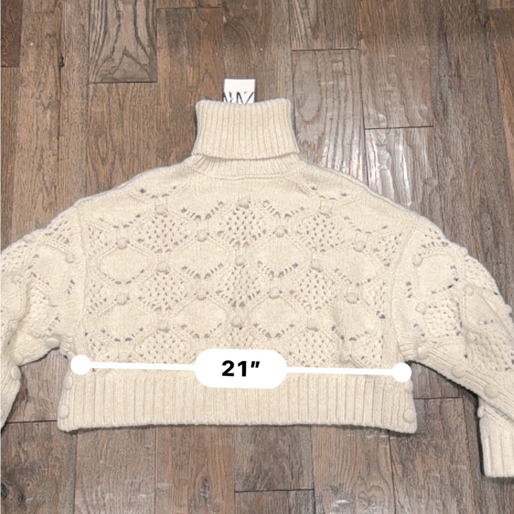 Zara NWT Cozy White Turtleneck Sweater with Side and Arm Buttons - Picture 11 of 16
